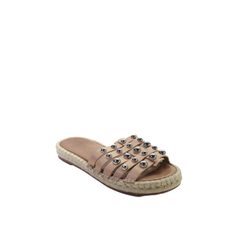 Marc Fisher LTD. Women's Open Toe Studs Espadrille Flat Sandals Beige Size 6.5